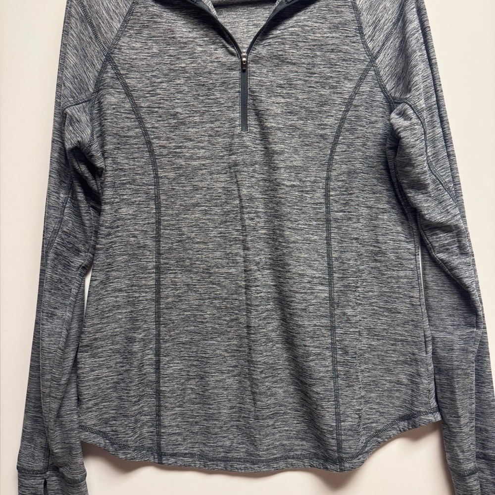 Old Navy Gray and Black Fitted Polo Long Sleeve Tee